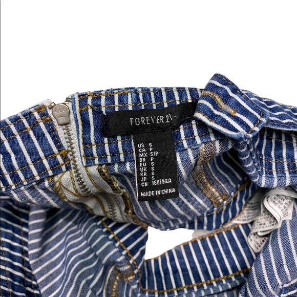 FOREVER 21 Striped Denim Crop Top and Wide Leg Jean 2 Piece Set Size Sma… - Picture 8 of 15